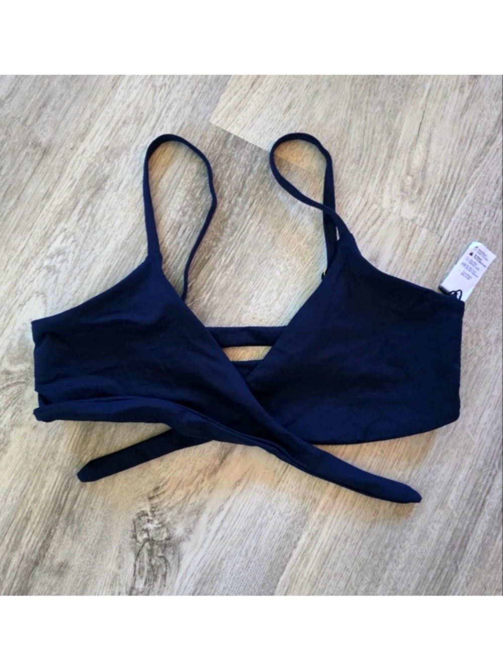 L Space Chloe Wrap bikini Top Large / size D navy blue